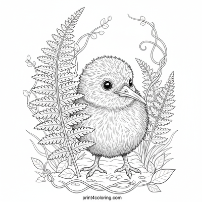 Peek-a-Boo Kiwi Adventure - free printable coloring page