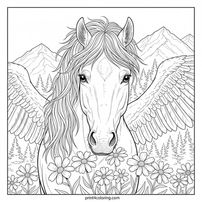 Pegasus's Gentle Meadow Feast - free printable coloring page