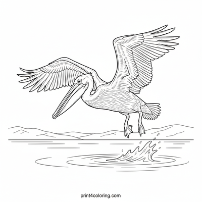 Pelican's Majestic Ocean Dive - free printable coloring page