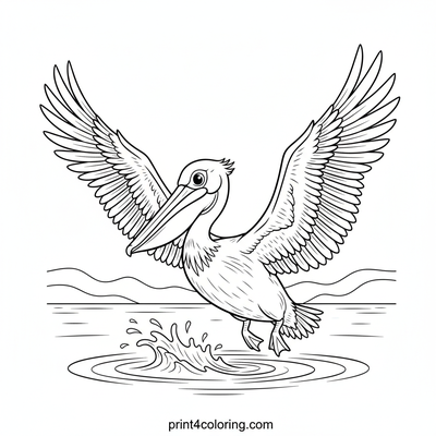 Pelican's Graceful Ocean Plunge - free printable coloring page