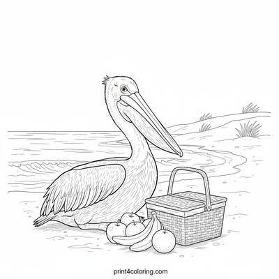 Pelican's Pouchful Picnic Surprise - free printable coloring page