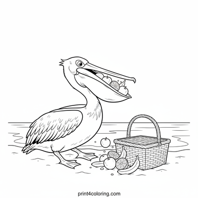 Pelican's Picnic Basket Surprise - free printable coloring page