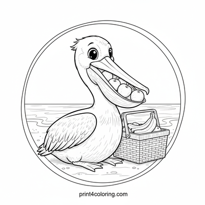 Pelican's Sunny Snack Surprise - free printable coloring page