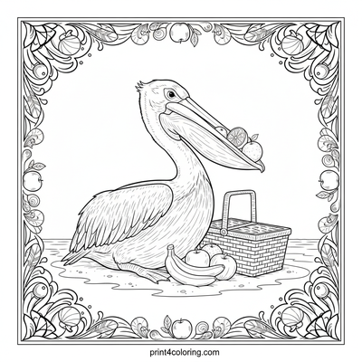 Pelican's Picnic Pouch Surprise - free printable coloring page