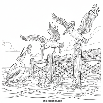Majestic Pelicans on the Old Pier