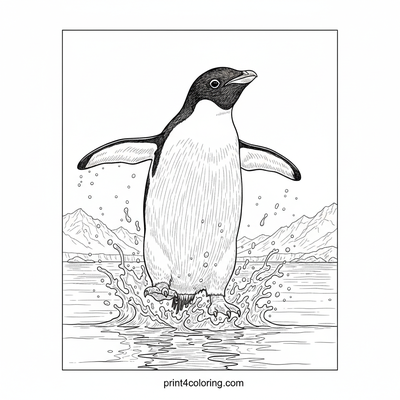 Adélie Penguin's Arctic Splash - free printable coloring page
