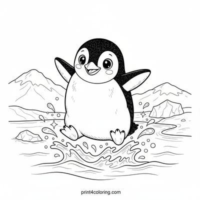 Adélie Penguin's Grand Ocean Leap - free printable coloring page