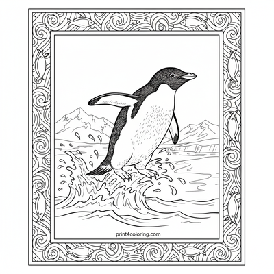 Adélie Penguin's Ocean Leap Adventure - free printable coloring page