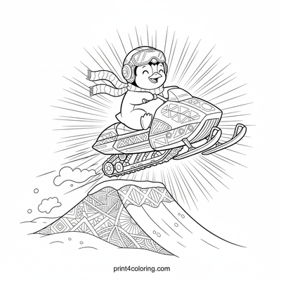 Penguin's Blizzard Blast-Off! - free printable coloring page