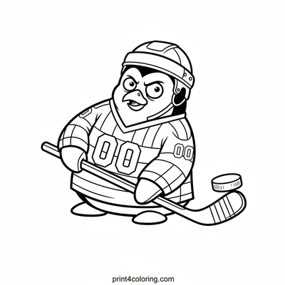 Puck-tastic Penguin's Wobbly Shot - free printable coloring page