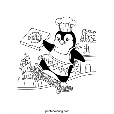 Pip's Epic Skateboard Pizza Dash! - free printable coloring page