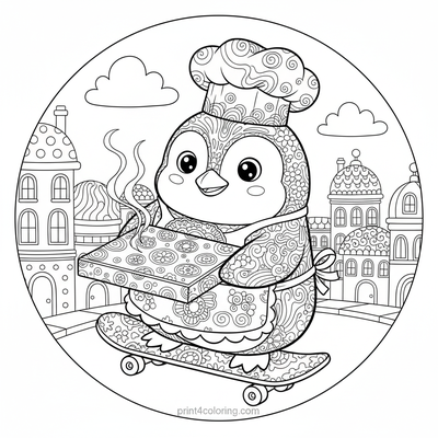 Pippin the Penguin's Pizza Dash! - free printable coloring page