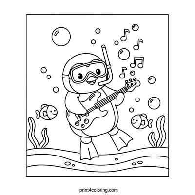 Percy the Penguin's Underwater Jam - free printable coloring page