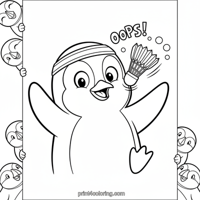 Wobbly Volley Penguin Portrait - free printable coloring page