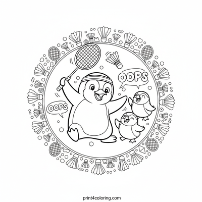 Percy the Penguin's Wobbly Volley Challenge - free printable coloring page