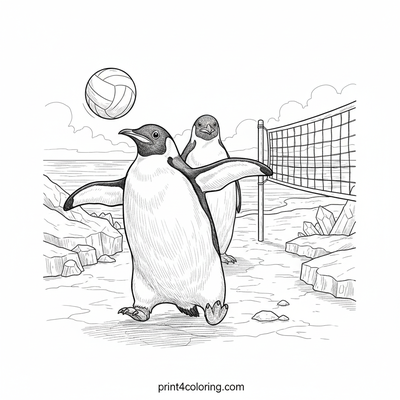 Penguin's Hilarious Volleyball Wobble - free printable coloring page