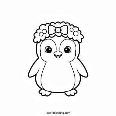 Happy Penguin's Festive Wreath Hat - free printable coloring page