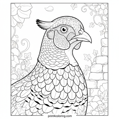 Regal Pheasant's Secret Garden Portrait - free printable coloring page