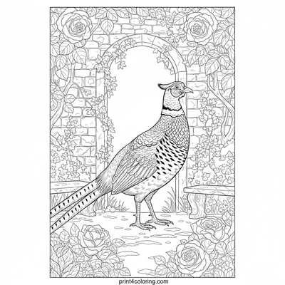 Enchanted Pheasant in the Secret Garden - free printable coloring page