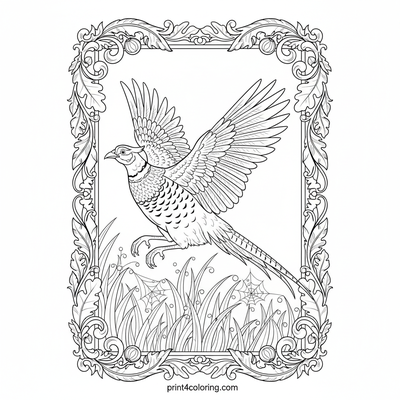 Majestic Pheasant Dawn Flight - free printable coloring page