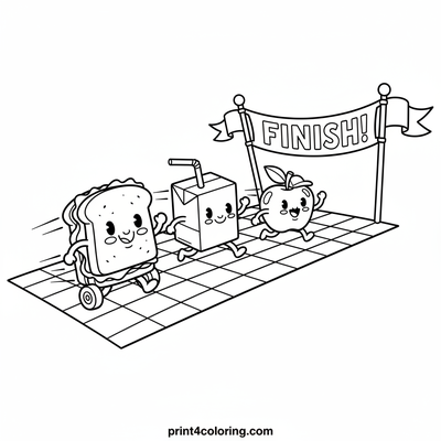 The Great Picnic Race! - free printable coloring page