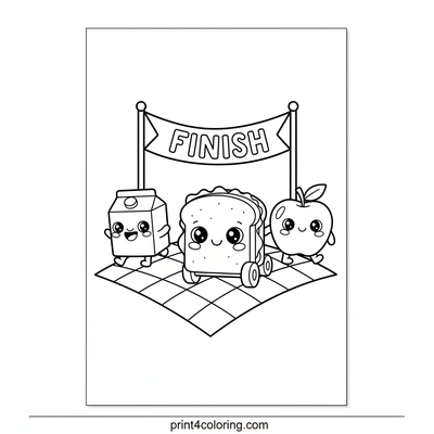 The Great Picnic Basket Race! - free printable coloring page