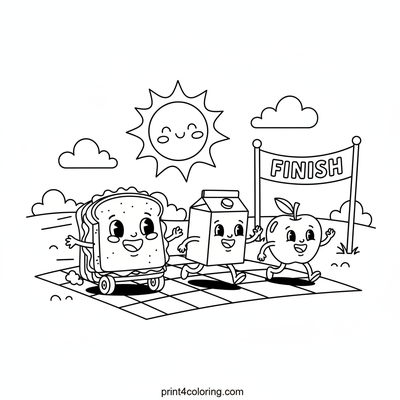 The Great Picnic Basket Sandwich Race! - free printable coloring page