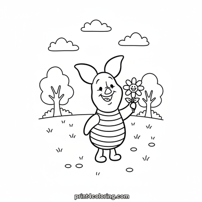 Piglet's Favorite Shirt Day - free printable coloring page