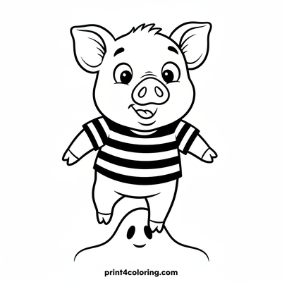 Piglet's Wobbly Shadow Dance - free printable coloring page