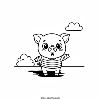 Piglet's Playful Shadow Dance - free printable coloring page