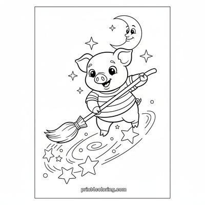 Piglet's Starry Path Adventure - free printable coloring page