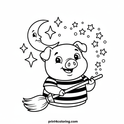 Piglet's Twinkling Stardust Sweep - free printable coloring page