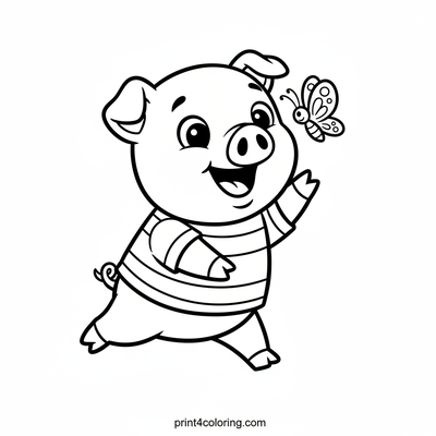 Happy Piglet's Butterfly Surprise - free printable coloring page