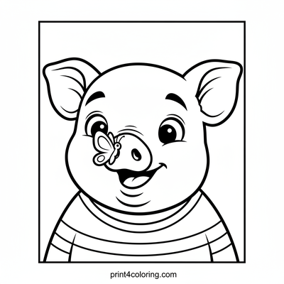 Piglet's Giggles and a Butterfly Kiss - free printable coloring page