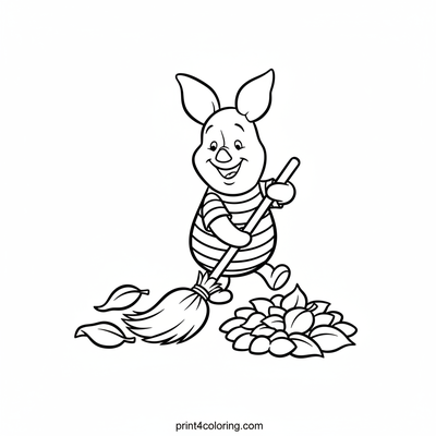 Piglet's Tidy Corner Adventure - free printable coloring page