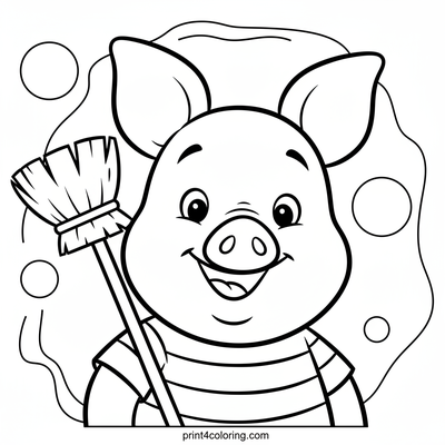 Piglet's Tidy Corner Adventure - free printable coloring page