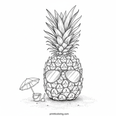 Whimsical Pineapple's Perfect Beach Day - free printable coloring page