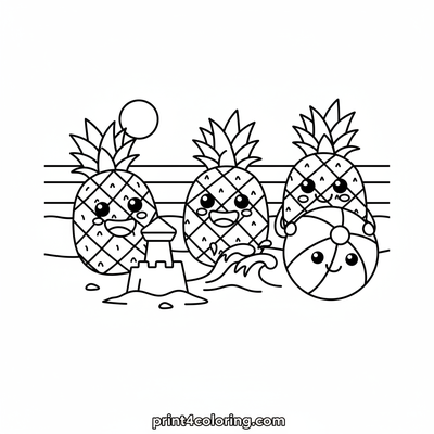 Tropical Pineapple Beach Party! - free printable coloring page