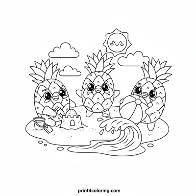 Pineapple Pals Beach Bash - free printable coloring page