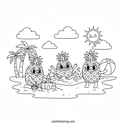 Sunny Pineapple Beach Bash! - free printable coloring page