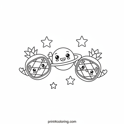 Pineapple Pals in Outer Space - free printable coloring page