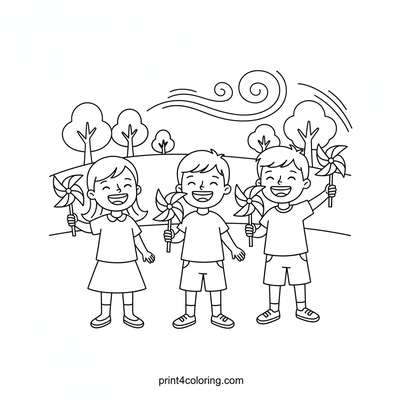 Sunny Day Pinwheel Spin - free printable coloring page