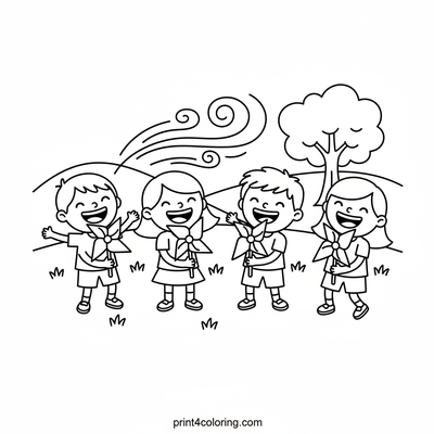 Joyful Pinwheel Park Fun - free printable coloring page
