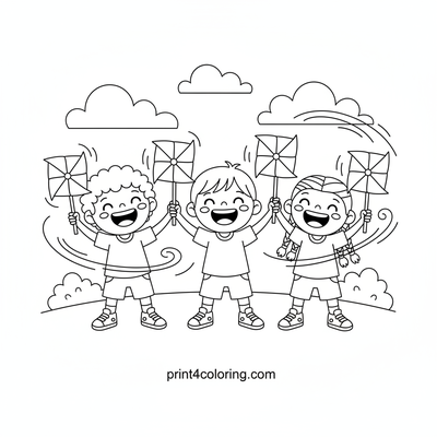 Joyful Pinwheel Park Adventure - free printable coloring page