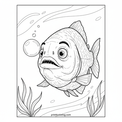 Piranha's Bubble Discovery: A Moment of Wonder - free printable coloring page