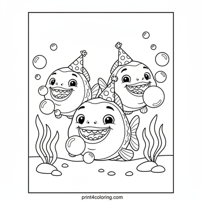 Piranha Party: Bubble Blowout! - free printable coloring page