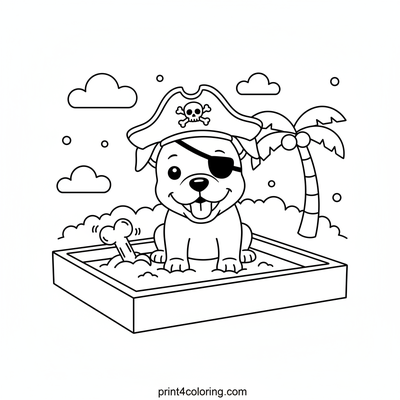 Captain Paws' Sandbox Treasure Hunt - free printable coloring page