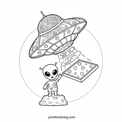 Cosmic Pizza Party Delivery - free printable coloring page