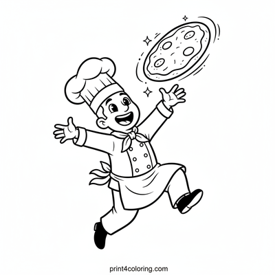 Acrobatic Pizza Chef's Dough Toss! - free printable coloring page