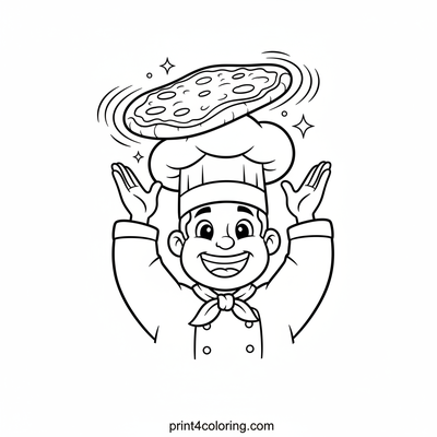 Chef's Twinkling Pizza Toss - free printable coloring page